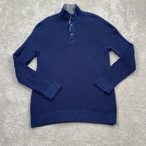 Express Button Up Mock Neck Sweater Men's Size L Blue